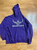 Vegan Gains Men’s Large Hoodie Sweatshirt Vegan Vegetarian Purple - £11.87 GBP