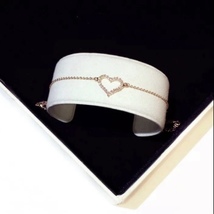 14K Rose Gold Plated Love Heart Charm Bracelet for Women - £9.38 GBP