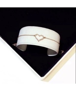 14K Rose Gold Plated Love Heart Charm Bracelet for Women - £9.37 GBP
