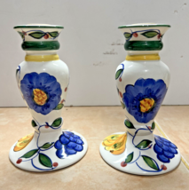 Bella Casa by Ganz 6&quot; Candle Holders Fruit &amp; Flowers Tuscany Ceramic Set of 2 - £19.23 GBP