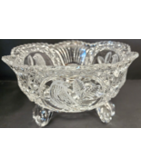 Hofbauer Byrds Pressed Glass Bowl 3 Toed Footed Circa 1990&#39;s Crafted In ... - $51.29 CAD