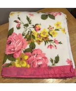 Beacon Flora Pink Yellow Floral Flowers Satin Trim Blanket Full Size 80 ... - €59,69 EUR