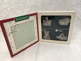 Longaberger Baskets 1994 #IT72311 Pewter Christmas Ornaments 4 In Box - $21.52