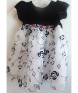Marmellata Black Silver White Empire Waist Sparkly Dress Rosebuds Holida... - £8.46 GBP