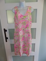 Lilly Pulitzer Pink Sands Lena Silk Shift V-Neck Stretch Dress Size 8 Women&#39;s - £90.11 GBP