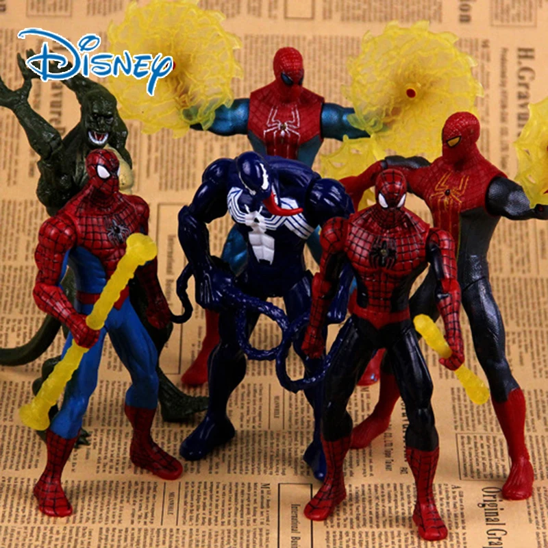 6pcs/set Marvel Spiderman Anime Action Figures Venom Figurine The Hero Returns - £33.67 GBP