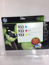 HP 933 Cyan, Magenta &amp; Yellow Original Ink 3 Cartridges Combo Pack 5x7 Sheets! - £15.14 GBP