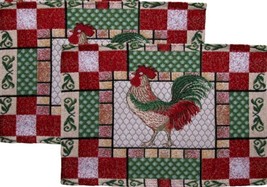 Set of 2 Same Tapestry Kitchen Placemats,13&quot;x19&quot;,ROOSTER IN RECTANGLE,PA... - £10.13 GBP