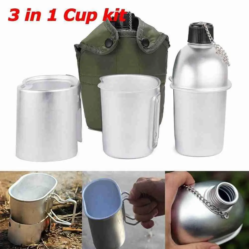 Camping Cookware Set Aluminum Portable Outdoor Box Lunch Water Army Survival - £13.12 GBP+