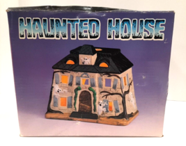 Vintage Ceramic Halloween Haunted House Candle Holder Natural Trim Taiwan Ghost - £18.66 GBP