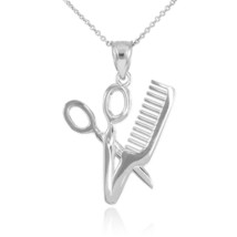 NWT Sterling Silver Scissors and Comb Pendant Necklace Many Length Made In USA - £26.51 GBP+