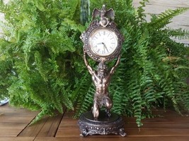 Clock Baroque Mantel French Style Bronze Dome Victorian Table Ornate Fig... - $269.39