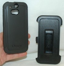 Genuine OtterBox Defender HTC ONE M8 BLACK Case Smart Cell Phone Shell holster - £5.50 GBP