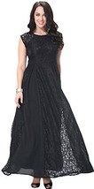 Unomatch Women Round Neck Sleeveless Plus Size Lace Dress Black (20, Black) - £34.59 GBP