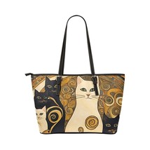 Tote Bag Abstract Cats PU Leather Carry On 17.5&quot; x 11&quot; - £44.93 GBP