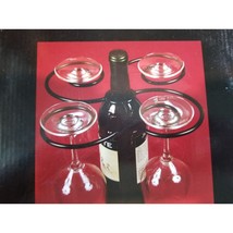 Wine Things Glass Go Round 4-Glass Decorative Caddy, Chrome Goes over the Wine B - £23.70 GBP