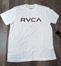 Rvca Nwt Men&#39;s S White Logo Slim Fit Vintage Dye Tshirt Bv - £21.67 GBP
