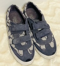 Coach Women Priya Sneakers Suede Trim Adjustable Strap Dusty Blue 8.5 - $34.60