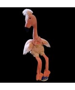 burton+BURTON Plush Pink Flamingo Plaid Overall Shorts Bow Tie Shelf Sit... - £14.67 GBP