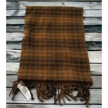 D&amp;Y Plaid Scarf Softer Than Cashmere Brown Fringe NWT 60&quot; Long - £10.99 GBP