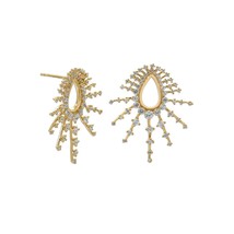 1.50Ct Bursting Created Diamonds Womens Wedding Stud Earrings 14K Yellow Gold Fn - £130.23 GBP