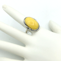 BALTIC egg yolk amber sterling silver size 9 ring - Art Nouveau style calla lily - $195.00