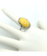 BALTIC egg yolk amber sterling silver size 9 ring - Art Nouveau style ca... - £154.53 GBP