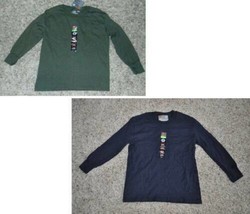 Boys Shirts 2 Hanes Blue &amp; Green Long Sleeve Crew Neck-size 4/5 - £9.31 GBP