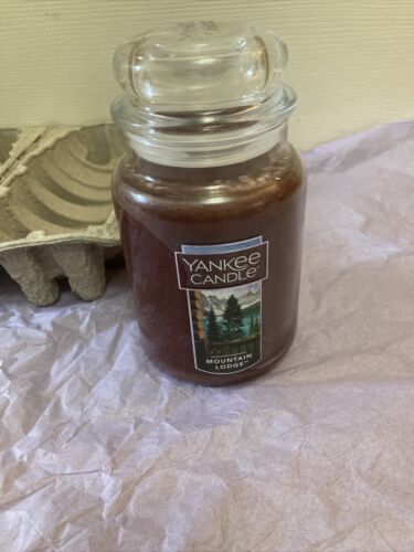 Primary image for LOT OF 2 Yankee Candles Mountain Lodge Large Size 22 Oz Jar New Dark Brown
