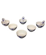 Set of 6 Chinese Porcelain Rice Bowls with 3 Spoons - 2Y49 - $198.57 CAD