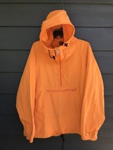 VTG Lands End Jacket Mens Large 42-44 Orange 1/4 Zip Pullover Hood Pockets Nylon - £22.79 GBP