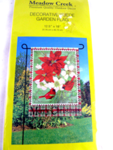 Christmas Floral Cardinal Holiday Decorative Garden Suede Flag 18x12.5 Inch - $14.84