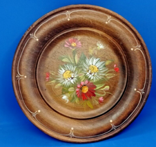 Vintage Wooden plate hand painted  d=28 cm - $15.29