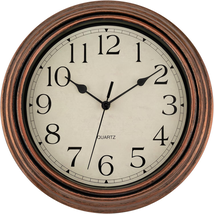 Vintage Copper Wall Clock 12 Inch Silent Non Ticking Battery Operated Qu - $42.56