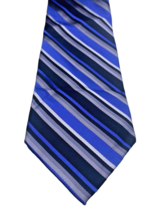 Pierre Cardin Tie 100% Silk Blue White Navy Gray Stripe Career Professional - $27.90