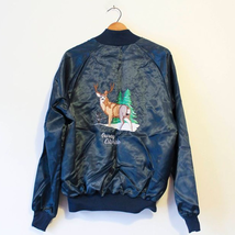 Vintage Deer Stag Wilderness Outerwear Coat Satin Jacket - $46.44