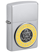 Zippo Lighter - US Army Emblem Attached On Satin Chrome Finish  - 856090 - £38.44 GBP