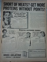 Knox Gelatin Protein No Points WWII Advertising Print Ad Art  - $6.99