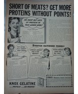Knox Gelatin Protein No Points WWII Advertising Print Ad Art  - $9.51 CAD