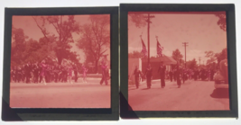 2 - 1950s Parade Color Guard Marching Band Glass Plate Photo Slide Magic Lantern - £17.00 GBP