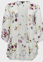 Torrid Crepe Shirttail Flowy Kimono White Multifloral size 00/0 - £26.15 GBP