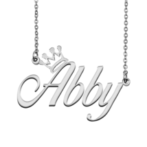 Abby Name Necklace Tag with Crown for Best Friends Birthday Party Gift - £11.95 GBP