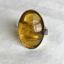 Baltic Amber Oval Cut Ring, 925 Sterling Silver Women Ring, Boho Ring, Jewelry - £56.96 GBP