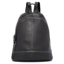 100% Genuine Leather Fashion Women Backpack Preppy Style Girl&#39;s Schoolbag Black  - $102.20