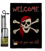 Enter at your own risk Burlap - Impressions Decorative Metal Garden Pole Flag Se - £26.71 GBP