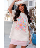White Floral Guitar NASHVILLE Slogan Graphic T Shirt - $16.37