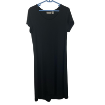 Chicos 1 Easywear Midi Dress Black Scoop Neck Short Sleeve Stretch USA Women M 8 - £16.87 GBP