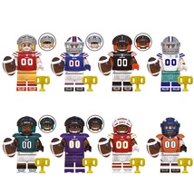 8pcs Football Players NFL Super Bowl 49ers Bills Eagles Chiefs Minifigur... - £15.17 GBP
