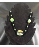 Beautiful Vintage 155 Carat Turquoise &amp; Black Glass Beaded Necklace  - $125.00