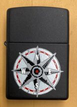 1990's-2000's Marlboro Compass Black Matte Flat Bottom Windproof Zippo L... - $24.75